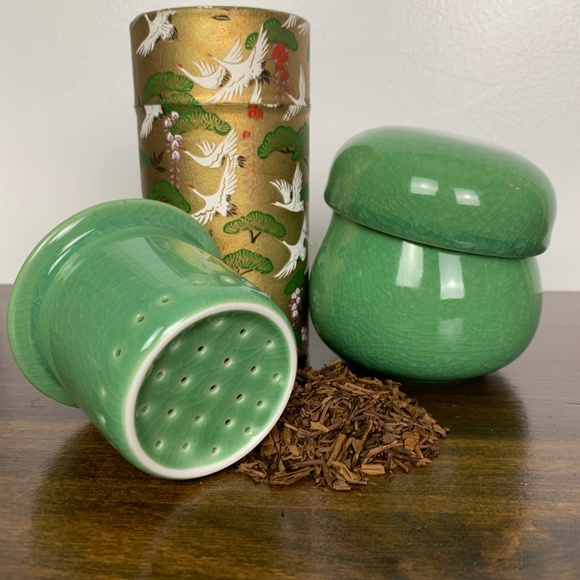 🍁 Celadon Crackle Ceramic Tea Cup/Strainer/Lid - Picture 5 of 6